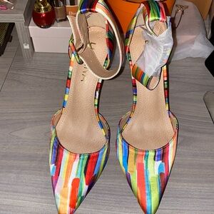Liliana Multicolor Striped Heels